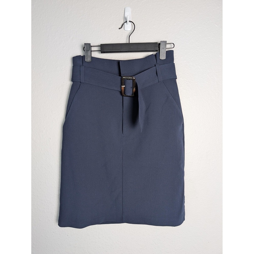 NWT Banana‎ Republic Skirt Womens 0 Tall Blue Straight Pencil Knee Lined Pockets